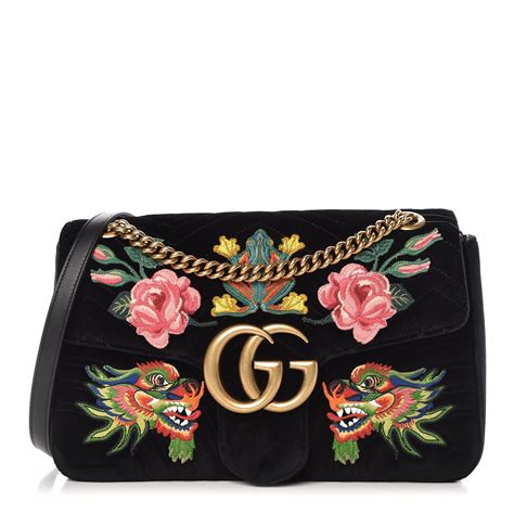 gucci dragon velvet bag|gucci marmont medium shoulder bag.